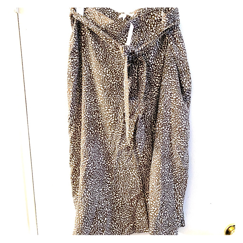 NWT LOFT midi skirt olive green leopard size 12